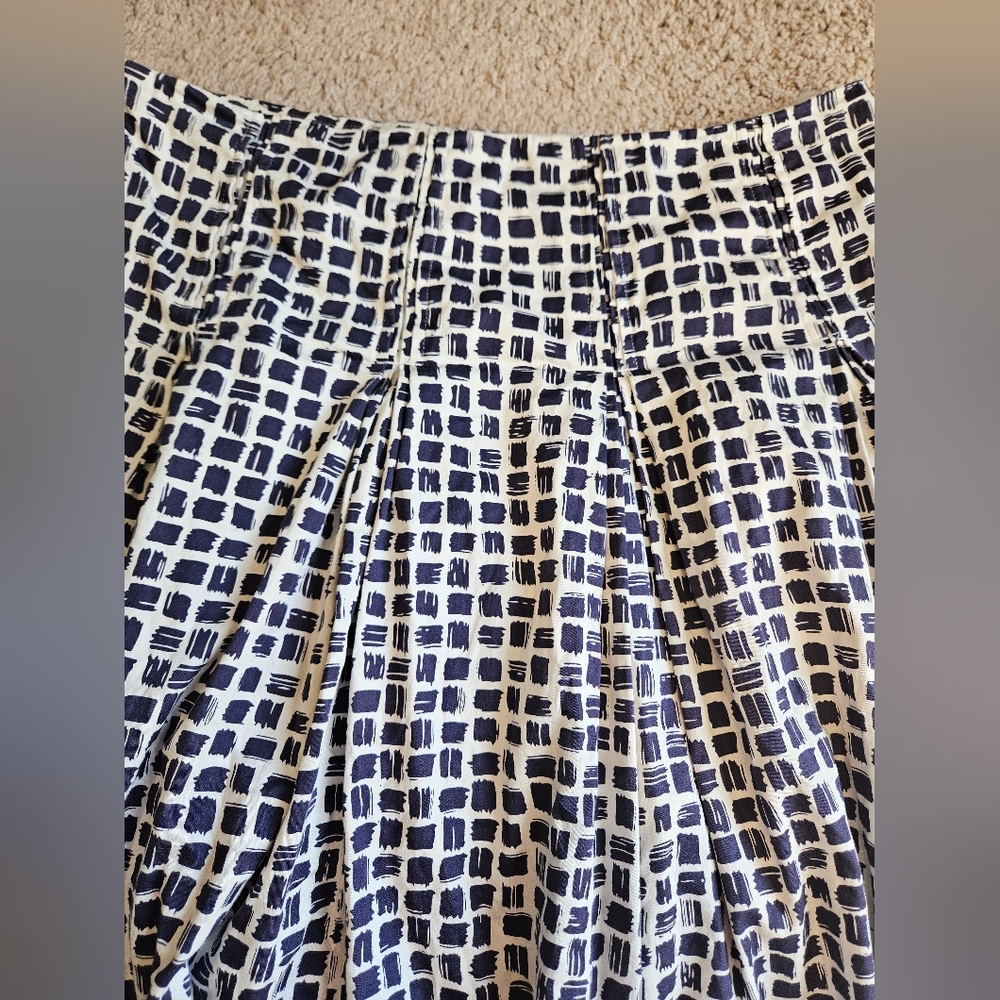 Martin + Osa White Blue Pleated A Line Skirt Size 8 Checkered Casual Preppy